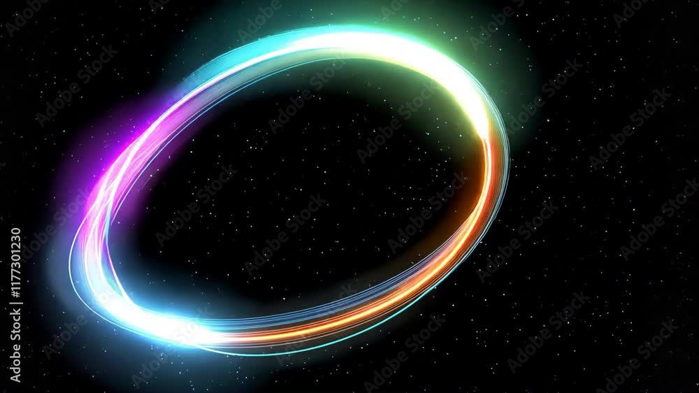 Poster colorful light trails swirl in cosmic space mesmerizing motion of energy and stars in abstract displ