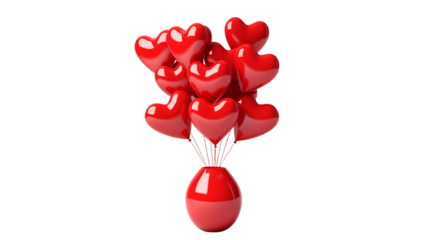 Red hearts in vase valentine concept