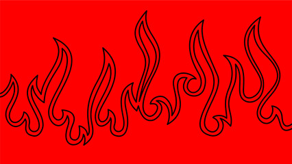 Background with fire lines. Outline of flames background. Continuous fire line design. Flame outline background. Fire Background. flame Background. doodle fire background. Flame Seamless Pattern.
