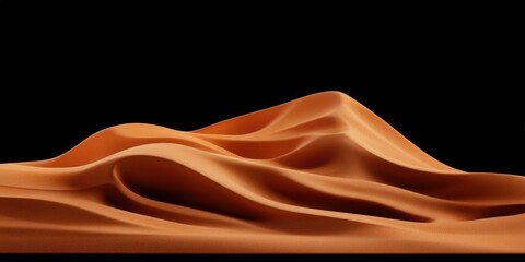 Fototapeta premium Flowing Waves of Silky Fabric with Warm Tones Against a Black Background