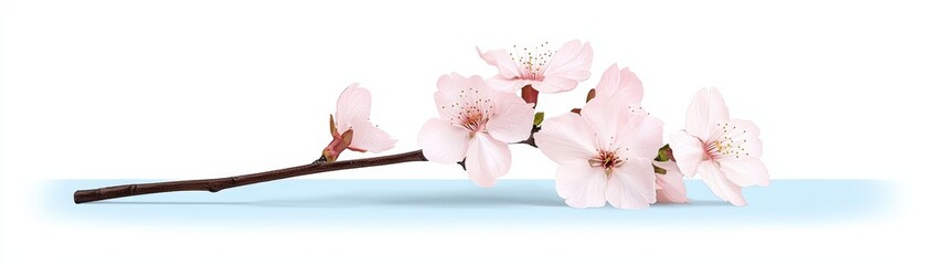 Elegant Pink Cherry Blossom Branch Isolated on Soft Background for Nature and Spring Themes