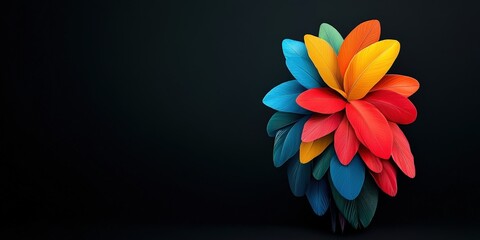 Vibrant Abstract Flora Arrangement with Colorful Leaves on Dark Background
