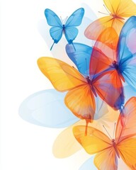 Vibrant Colorful Butterflies Design Spring Nature Illustration Floral Background