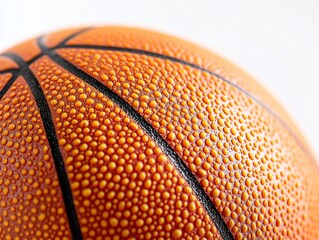 close-up of a basketball with textured surface