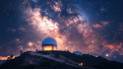 A majestic structure glowing under a sky filled with stars, evoking wonder and beauty.