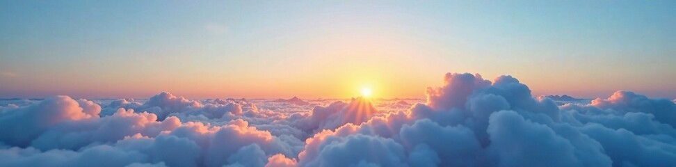 Obraz premium A delicate layer of cirrus clouds glistens with dew on a clear blue sky at sunset, soft details, peaceful atmosphere, natural textures
