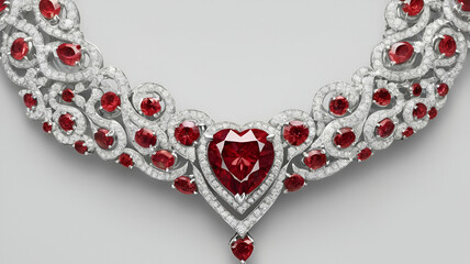 red diamond with heart design neclace