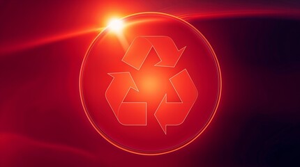 green glowing recycling symbol with three arrows