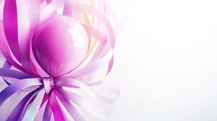 Obraz premium World Cancer Day raises awareness about health and prevention. Elegant Pink Balloon with Ribbons for Celebration Themes