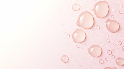 Pink background with water drops;  clean, fresh, hydration concept;  perfect for skincare or beauty ads.