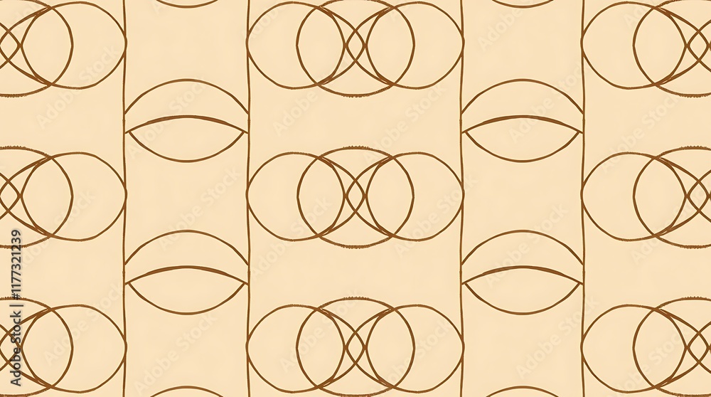 Aufkleber abstract geometric pattern: a seamless pattern featuring intricate, overlapping circles in warm, ear