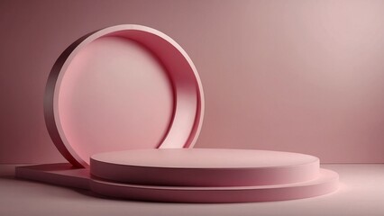 Round pink podium isolated,3d spherical pedestals mockup for cosmetics display. Stage half round sphere,Element visual background for promotion beauty