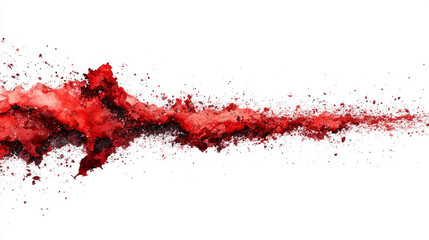Red smoke explosive burst dynamic splatter flowing over white background design element