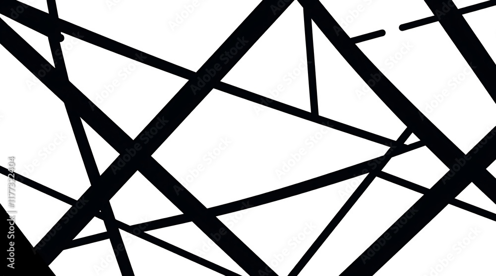 Poster abstract black and white geometric pattern: bold, intersecting lines create a dynamic and visually s