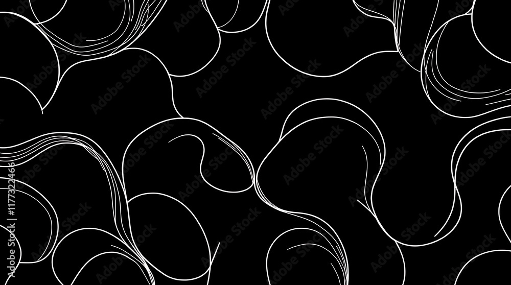 Poster abstract swirling lines: a mesmerizing black and white abstract pattern of swirling lines creates a 