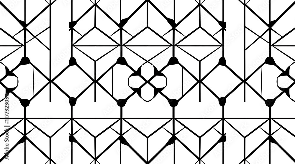 Aufkleber geometric seamless pattern: black and white geometric abstract pattern with repeating motifs, perfec