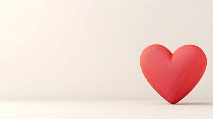 Red heart symbol on white background; Valentine's Day, love, romance, affection, minimalist design; ideal for greeting cards, websites, or social media.