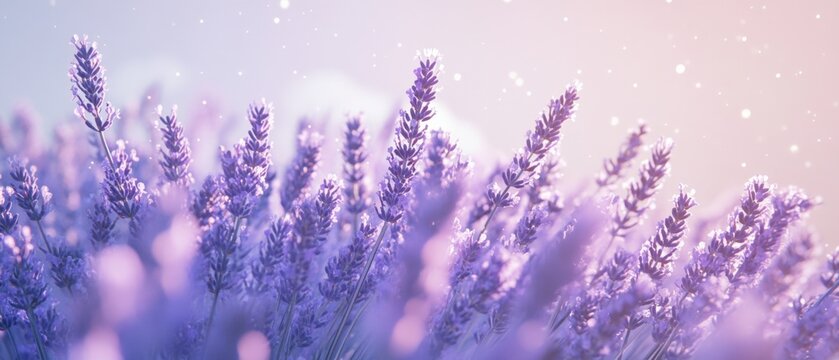 close up of purple lavender flowers with light spots in the background