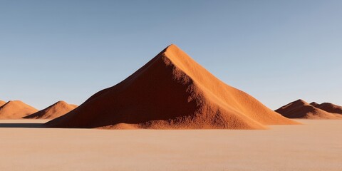 Majestic Sand Dunes Under Clear Blue Sky in a Vast Desert Landscape