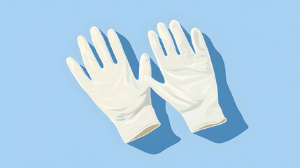 Obraz premium pair of surgical gloves illustrated on blue background, symbolizing cleanliness and safety in medical environments. Perfect for healthcare related themes