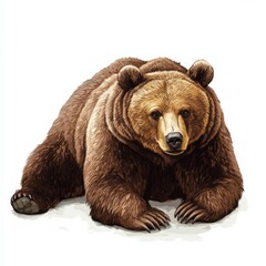 a brown bear rests on a white background
