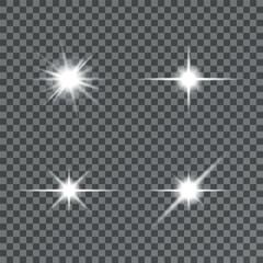 Obraz premium Light effect set. Glow isolated white transparent light effect set, lens flare, explosion, glitter, dust, line, sun flash, spark and stars, spotlight, curve twirl. Sunlight, abstract special effect.