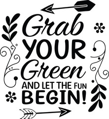 Happy Saint Patrick's day celebration illustration set. Hand drawn vector black lettering. Beer festival poster. Design for card, banner, mug, t-shirt.