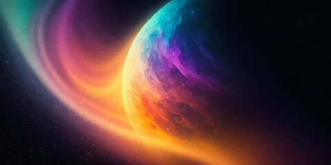Vibrant Nebula Planet Cosmic Colors Space Background Galaxy Art