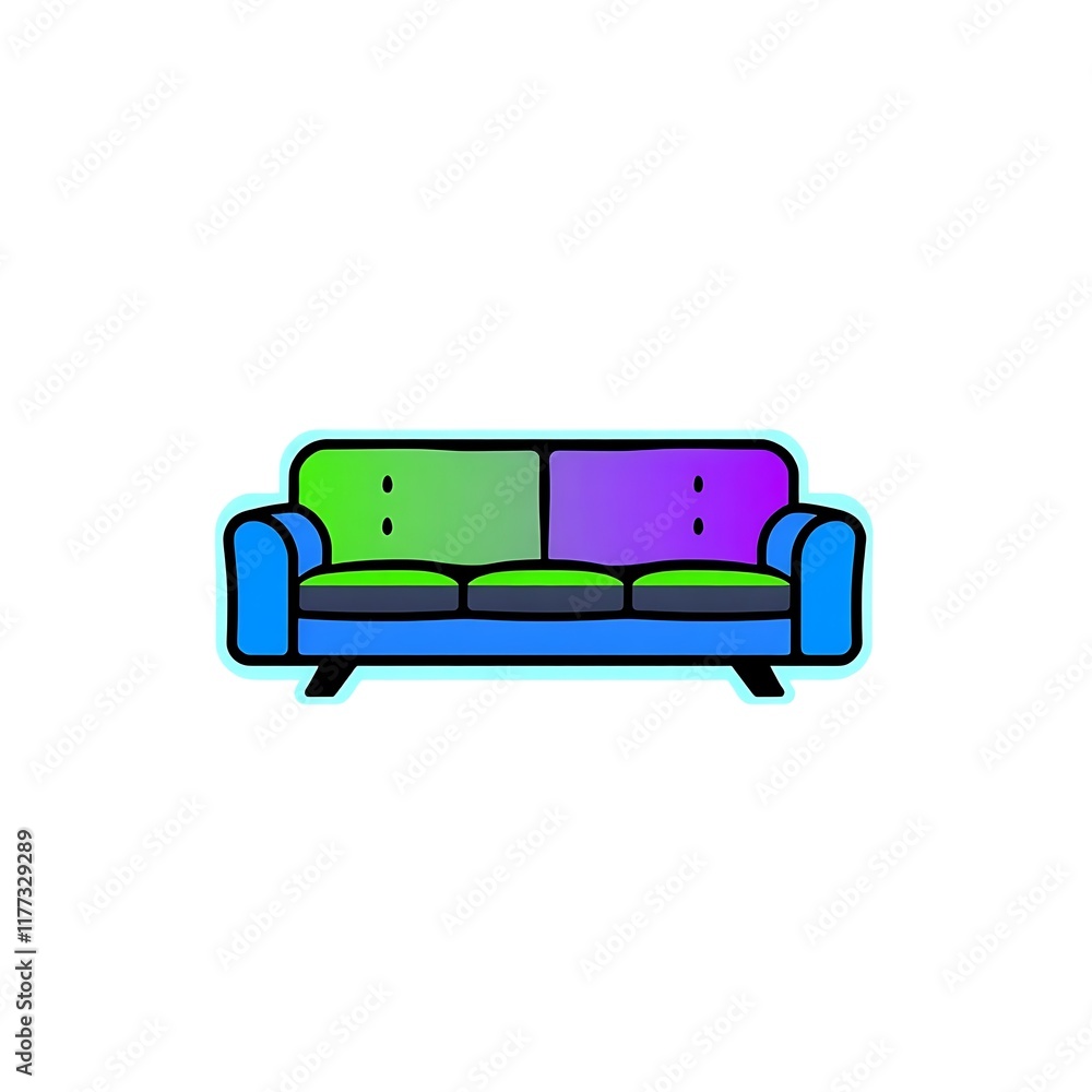 Poster neon couch: a vibrant and modern couch with a neon glow, perfect for adding a pop of color to your d