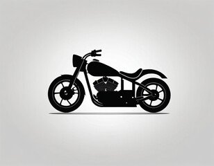 Black and White Motorcycle Silhouette: A sleek, powerful motorcycle silhouette against a minimalist background, capturing the essence of freedom and adventure.  Ai generated image