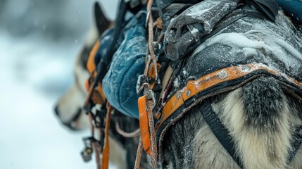 Close-Up of Sled Dog Harness and Gear