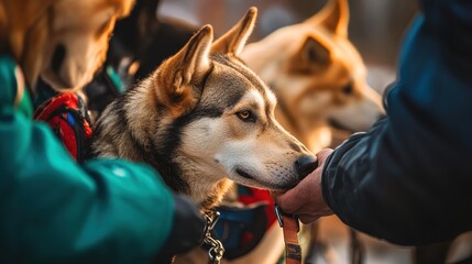 Musher Carefully Checking Harnesses Before the Run