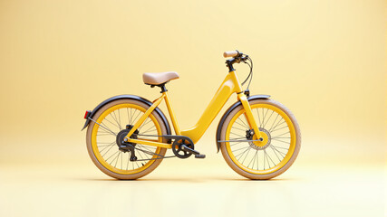 Fototapeta premium A vibrant yellow bicycle designed for comfort and style, perfect for urban commuting.