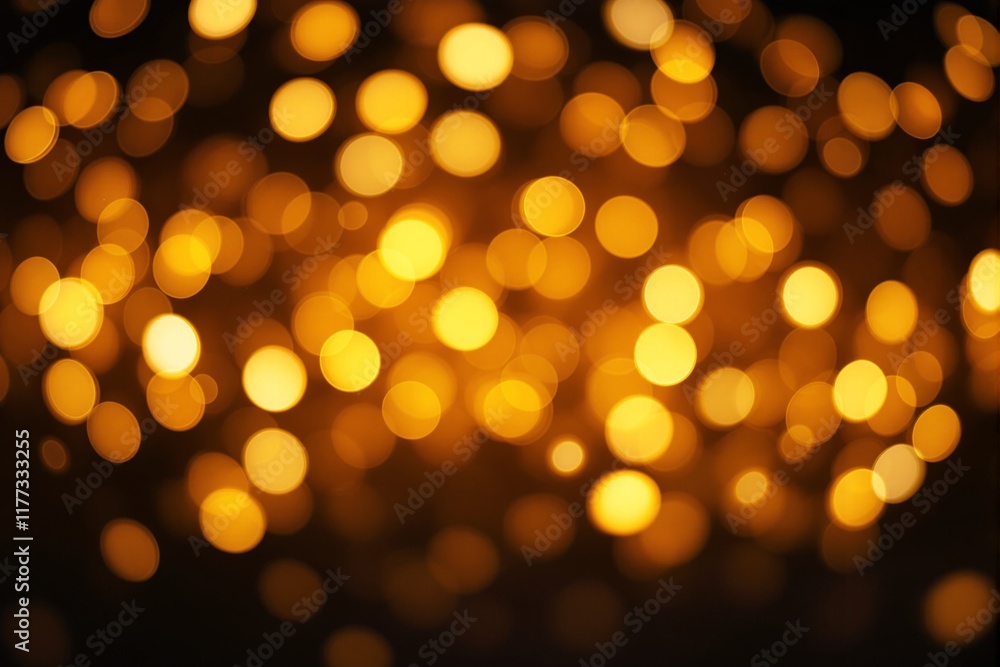 Poster abstract golden blurred bokeh lights shown on dark background, creating a festive and warm atmospher
