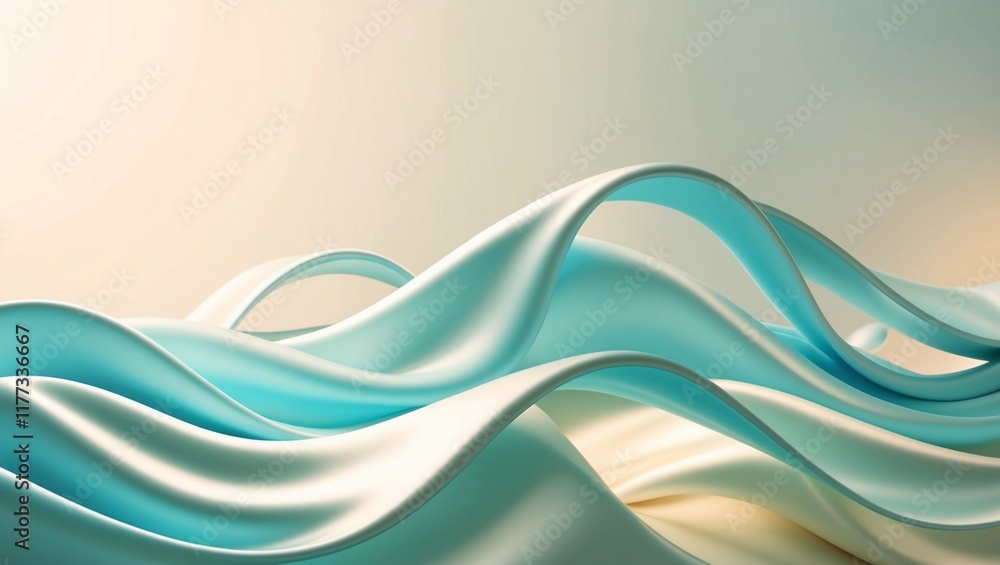 Poster soft abstract colorful waves with satin texture and flowing motion