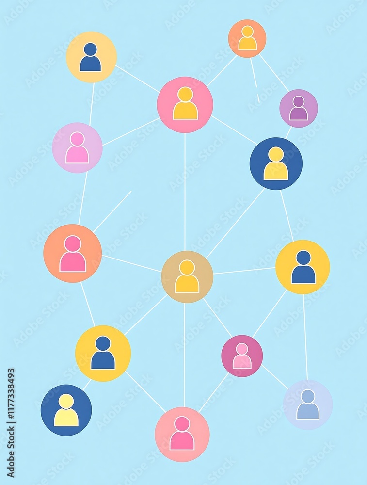 Poster digital network representing social connection and community interaction with visual graphics and co