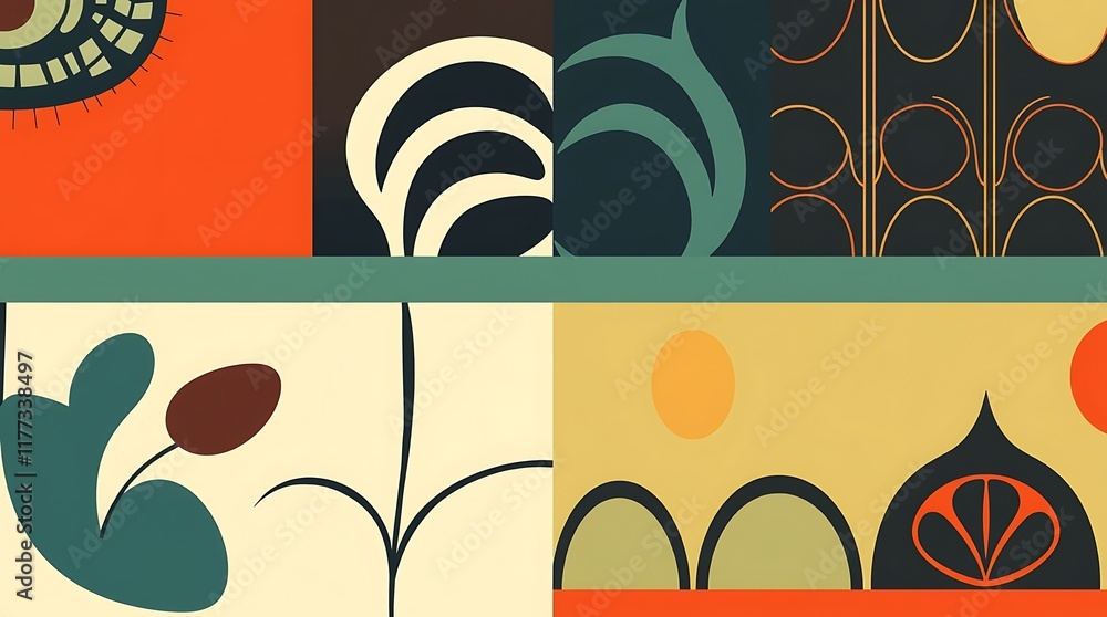Poster abstract art deco pattern: a vibrant and stylish geometric abstract pattern in a bold art deco style