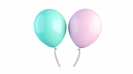 Two pastel balloons floating against a white background, perfect for celebration invitations or greeting cards.