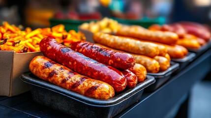 Grilled Sausages Street Food Delicious Bbq Flavors