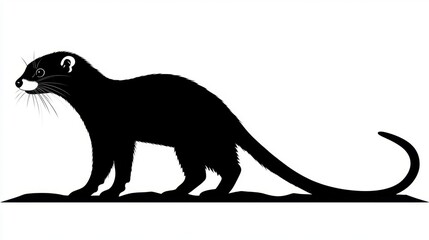 Obraz premium Elegant Black and White Silhouette of a Weasel Wild Animal Wildlife Illustration