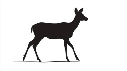 Obraz premium Elegant Black Silhouette of a Doe Walking Wildlife Nature Graphic Design