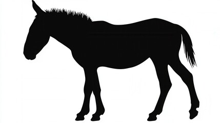 Majestic Mule Silhouette Black and White Equine Illustration Farm Animal