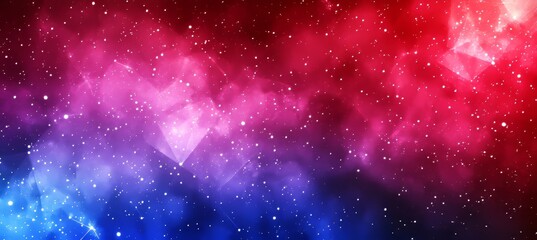 Obraz premium Colorful Cosmic Cloudscape Abstract Nebula Background With Red, Pink, Blue Hues, and Glowing Stars.