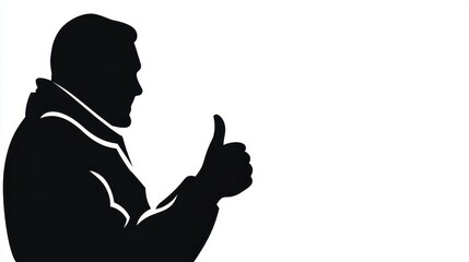 Silhouette of Man Giving Thumbs Up Positive Feedback Approval Gesture