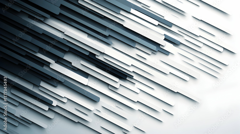 Poster abstract background of dynamic, diagonal, grayscale lines; ideal for technology, speed, and motion c