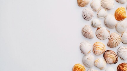 Beautifully Arranged Seashells on a Pristine White Background for Photography