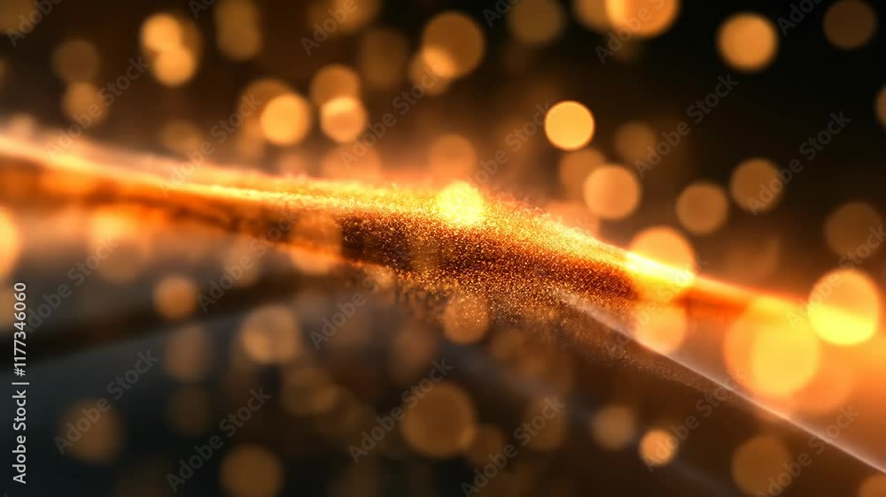 Poster sparkling particles create a vibrant abstract design with glowing effects in a dark background