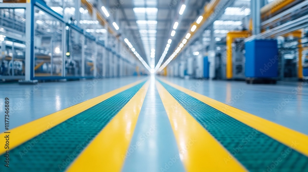 Poster high-tech production line showcasing precision machinery and cutting-edge automation
