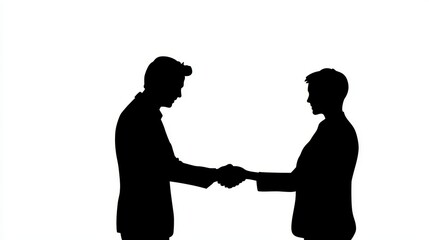Silhouette of Two Businesspeople Shaking Hands Partnership Agreement Concept