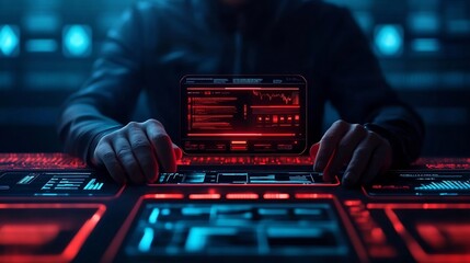 Futuristic Holographic Assistant Interface in Digital Workspace Environment